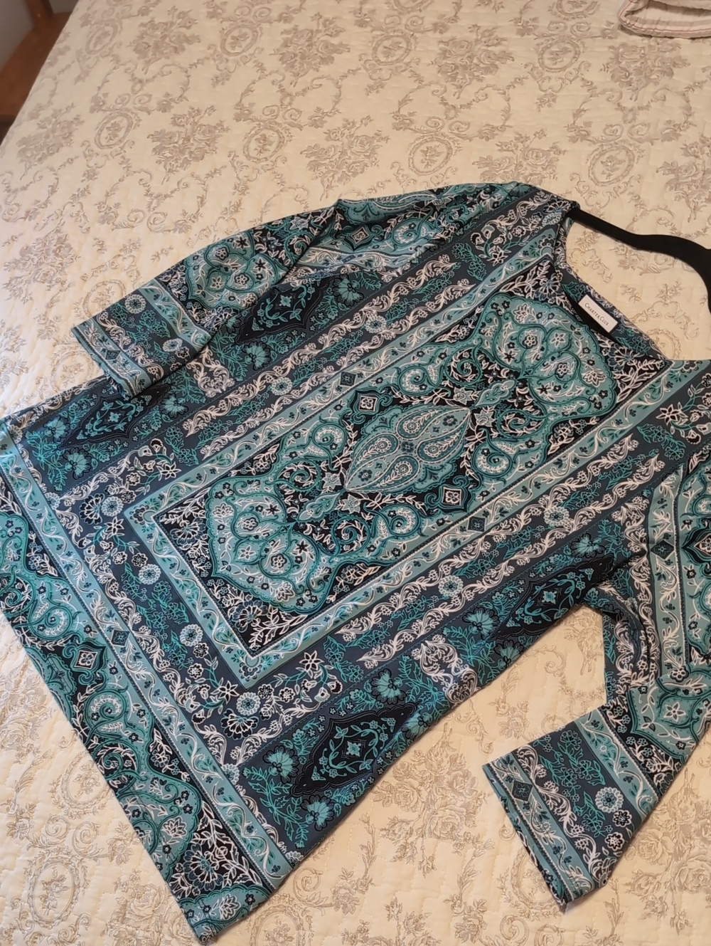 Charter Club Blue Teal Paisley Blouse